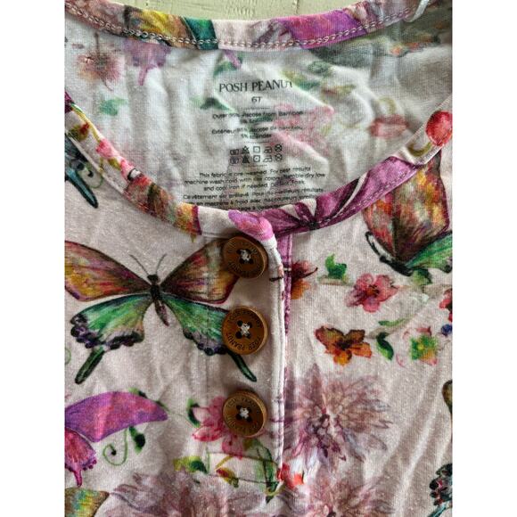 Posh Peanut Watercolor Butterflies with Three Wooden Buttons Older Style Size 6 - Picture 3 of 4